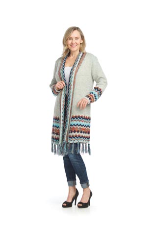 JT-15729 - Global Knit Coatigan with Tassels  - Colors: Beige, Navy  - Available Sizes:S-XL - Catalog Page:27 